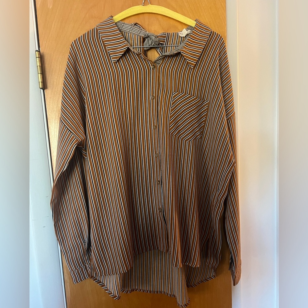 Hem & Thread Brown and White Striped Top